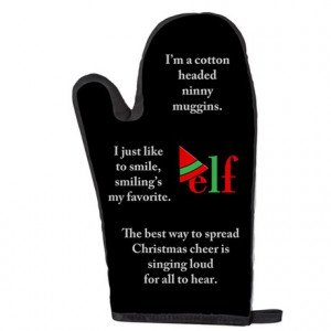 Elf Quotes Black Oven Mitt