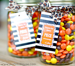 reese's pieces teacher gift idea from Our Fifth House