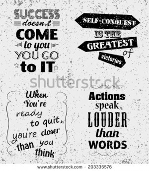 Set of Quotes Typographical Posters Vector Design Motivational Success ...