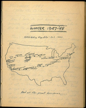 Question: Is there a map of Kerouac's trips cross country?