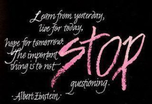 ... . The important thing is to not stop questioning