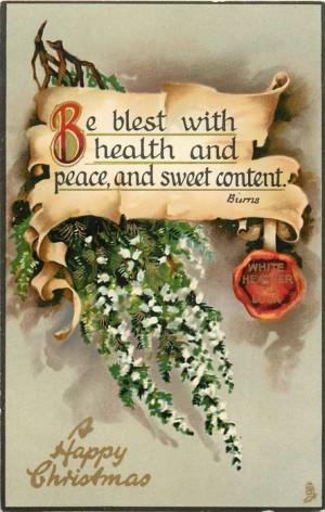 Postcard featuring white heather and quote: Be blest with health and ...