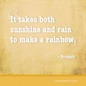 It takes both sunshine and rain to make a rainbow. – Proverb