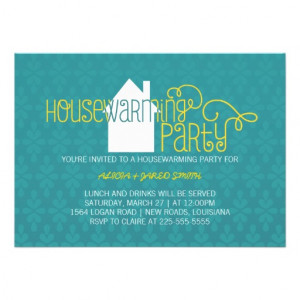 Modern Housewarming Party Blue and Yellow Custom Invitations | Zazzle ...