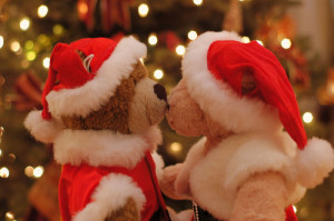 bears, christmas, cute, kiss, love, stuffed toys, teddy