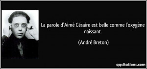 La parole d'Aimé Césaire est belle comme l'oxygène naissant ...