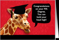 Congratulations on your MA Degree, smiling giraffe card - Product ...