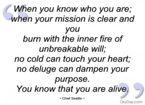 when you know who you are chief seattle