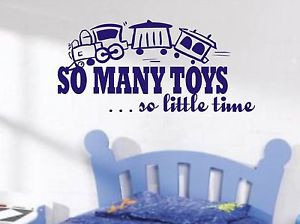 So-many-toys-Train-wall-art-sticker-quote-Childrens-room-Boys-Bedroom ...