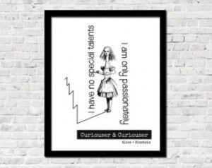 Alice and Einstein, Typography, Ill istration, Quote, Fine Art Giclee ...