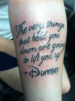 ... this image include: disney tattoo dumbo, disney, dumbo, happy and leg