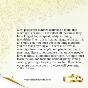 most people get married believing a myth that marriage is