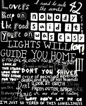 Coldplay Collage of lyrics