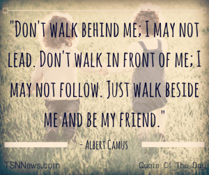 Don’t walk behind me; I may not lead. Don’t walk in front of me; I ...