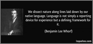 We dissect nature along lines laid down by our native language ...