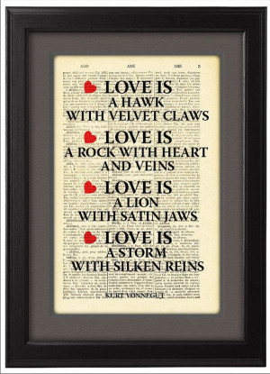 Love, Kurt Vonnegut Quote, Typographic print, art poster, Dictionary ...