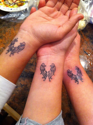 We decided on our right wrists for the tattoo. All three are identical ...