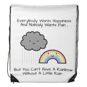 Cute Rainbow Rain Cloud Happiness Quote Drawstring Backpack