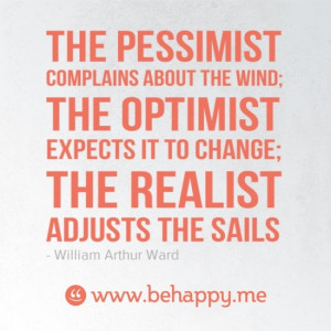 ... wind the optimist expects it to change the realist adjusts the sails