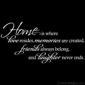 ... Where Love Resides, Memories are Created....Family Memory Wall Quote