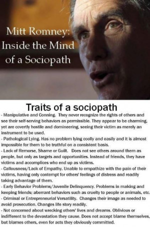 Romney...traits of a sociopath