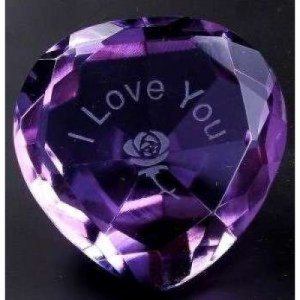Engraved Purple Heart-Shaped Crystal 