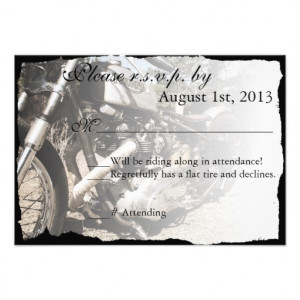 Custom Motorcycle Biker Wedding RSVP card Invitation