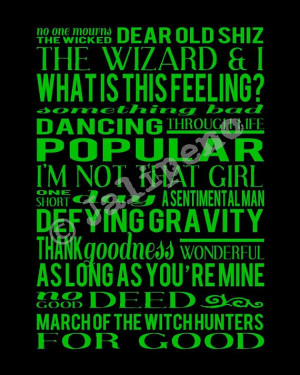 Wicked the Musical Songs Track List Score - INSTANT DOWNLOAD Printable ...