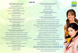 Click to Enlarge Image – with the Lyrics for Like Me