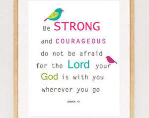 nursery prints - Be strong and courageous - nursery bible verse quote ...
