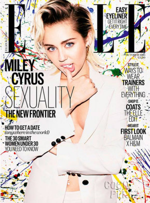 miley cyrus ditches her bra for elle uk opens up about being pansexual