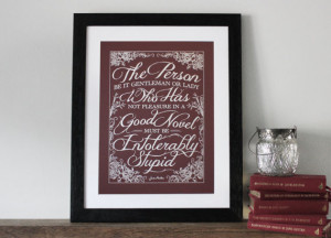 book quote print poster jane austen intolerably stupid
