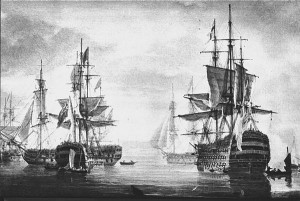The Victory (right) and other British warships