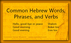 Common Hebrew Words, Phrases, and Verbs}