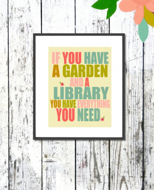 ... Quote Print - garden, digital art print, reading, library - The Sweet
