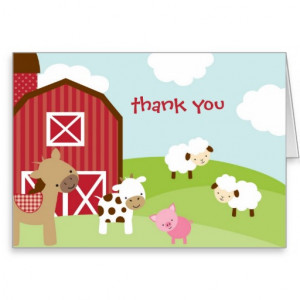 Cute Farm Animal Thank You Card