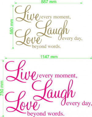 Live every moment - Laugh every day - Love beyond words - Wall Quote