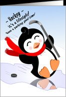 ... Happy Birthday Penguin Playing Ice Hockey! card - Product #881766