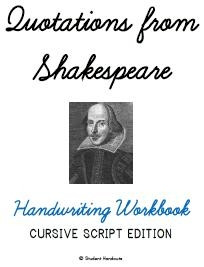 Shakespeare Quotations Cursive/Script Handwriting Copywork Workbook
