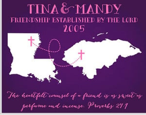 Long Distance Friendship Quote Gifts For Friends in ANY Two States Map ...