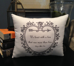 Edgar Allan Poe Quote- Annabel Lee- 10X12 inch White Cotton Pillow