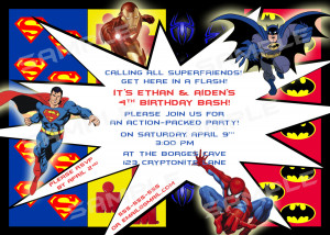 superhero birthday party invitations template WGRCWe0O