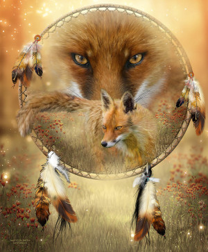 Dream Catcher- Spirit Of The Red Fox Mixed Media