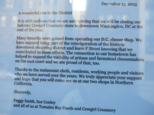 Cowgirl Creamery Closing at end of the Month in Penn Quarter ...