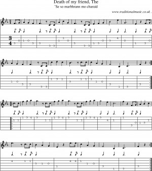 Sheet-music score, Chords and Guitar Tabs for Death Of My Friend The