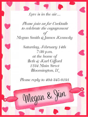 Shop our Store > Engagement Hearts Valentines Day Party Invitations
