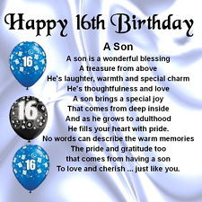 Happy Birthday Son Poems Son poem - 16th birthday