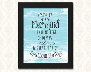 ... mermaid quote typography, digital wall art - Anais Nin Quote - Mermaid