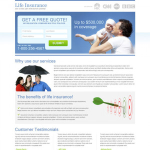 life insurance lead capture squeeze page design Insurance example