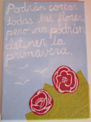 Flower and Sky Canvas w/Spanish Pablo Neruda Quote